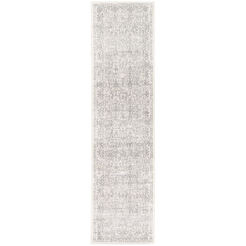 Tapis oriental gris / ivoire DeSoto, Tapis de couloir 2 pi 7 po x 10 pi