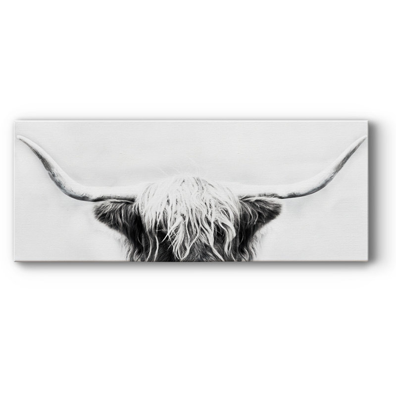 Longhorn sur toile, H 12 po x l 30 po x P 1,5 po