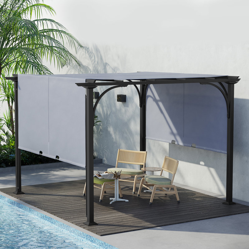10 Ft. W x 10 Ft. D Steel Pergola, Grey
