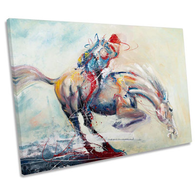 Horse Racing Jockey Framed - Wrapped Canvas Print