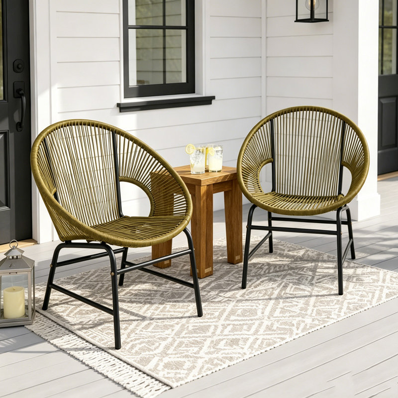 Ensemble de chaises de patio en osier, Green