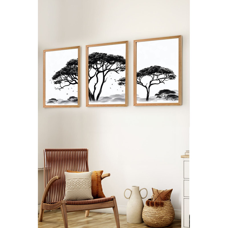 Stunning Decorative Framed MDF Painting Set (3 Pieces), Solid Pine Wood Frame, 7.9 x 11.8 inches | 100% MDF Art on Bristol Paper, Double-Sided PVC Film with Shiny & Matte Finishes | Perfect for Home Décor & Gallery Walls