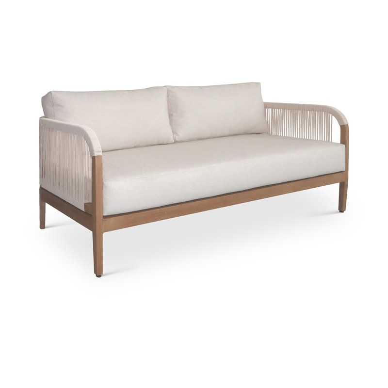 Maui 68'' Wide Outdoor Reversible Loveseat with Cushions, Cream