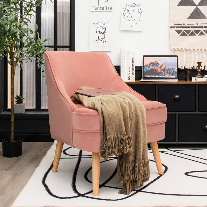 Analice Velvet Side Chair, Pink Velvet