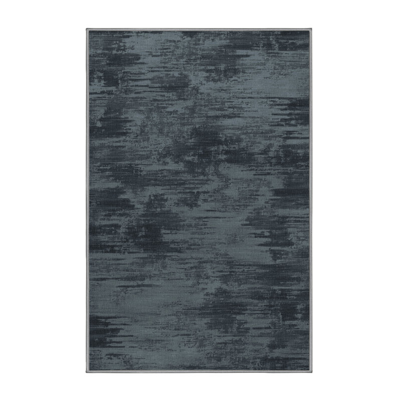 Machine Washable Abstract Gray Area Rug, Rectangle 8' x 10'