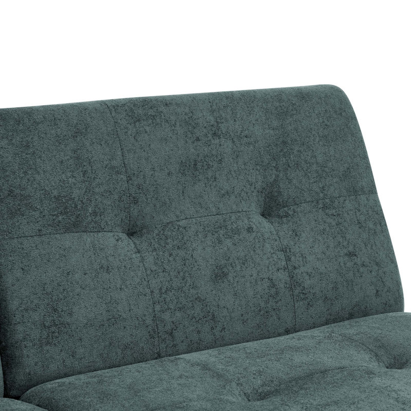 Futon en mélange de polyester avec confort capitonné et conversion facile, Tissu vert antique