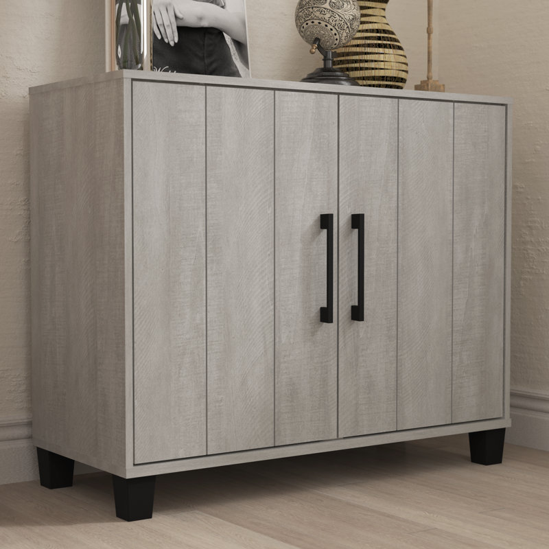 Armoire de rangement à chaussures 12 paires 2 portes Inniss, Chêne gris poussiéreux