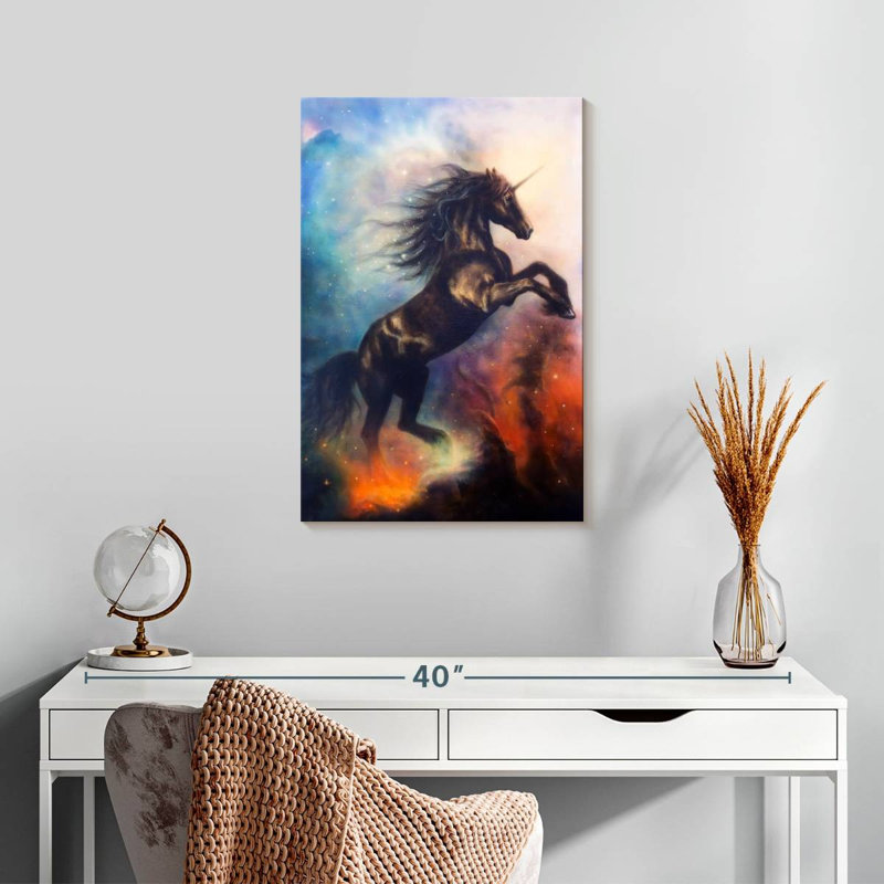 Kelan Cosmic Black Unicorn, 24" H x 16" W