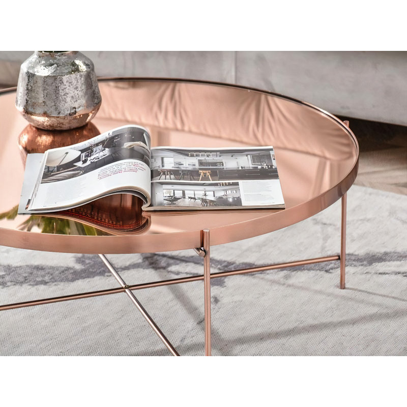 Appling Four Leg Coffee Table, 33" H x 85" W x 85"D, Copper/Copper