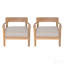 Fauteuil club en bois d'acacia avec coussin de siège, ensemble de 2