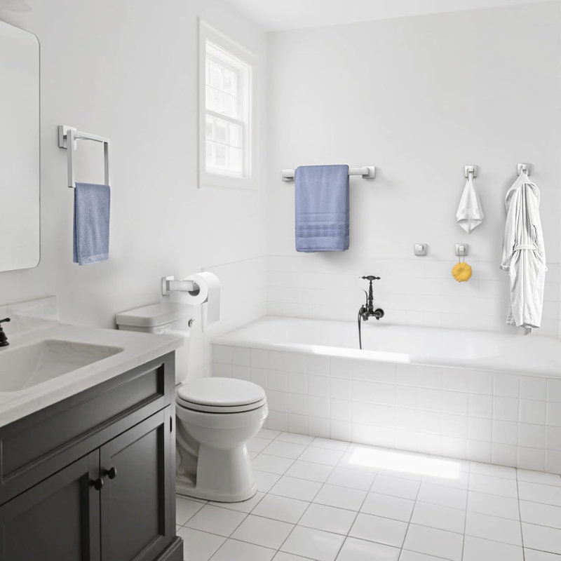 Premium 7-Piece Bathroom Towel Rack Set - SUS304 Stainless Steel Wall Mounted Accessories For Rust-Resistant Durability