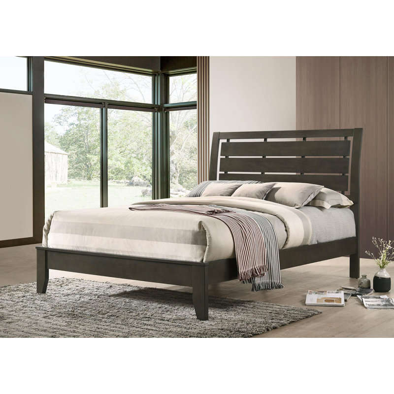 Wood Full Panel Bed Mod Grey