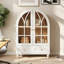 Armoire d'appoint arquée 36,6 po, vitrine avec 2 portes en verre, 2 tiroirs, pieds en bois massif-1592420619