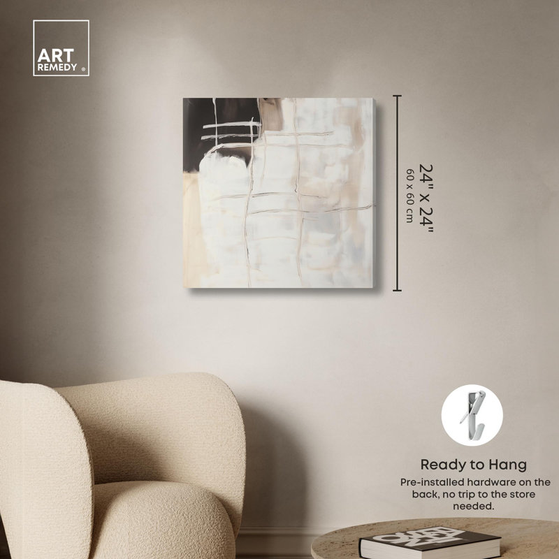 «Gestural Glyphs II», art mural bohème par Art Remedy, H 24 po x l 24 po, Toile tendue