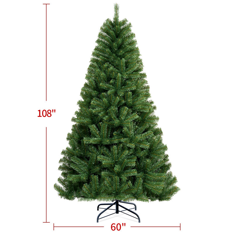 Arbre de Noël artificiel vert facile à installer - support inclus, Poteau d'angle H 9 pi