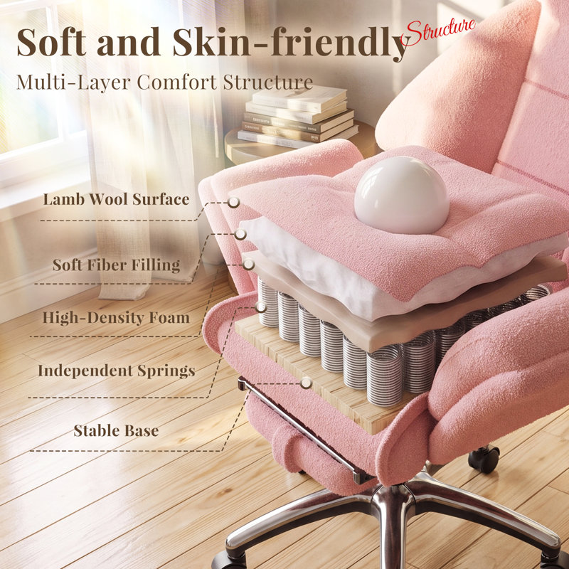 zoow Teddy Office Chair, Pink