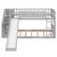 Lit superposé simple gris avec aire de jeu - amusant pour deux tiroirs, glissade et construction-860293522