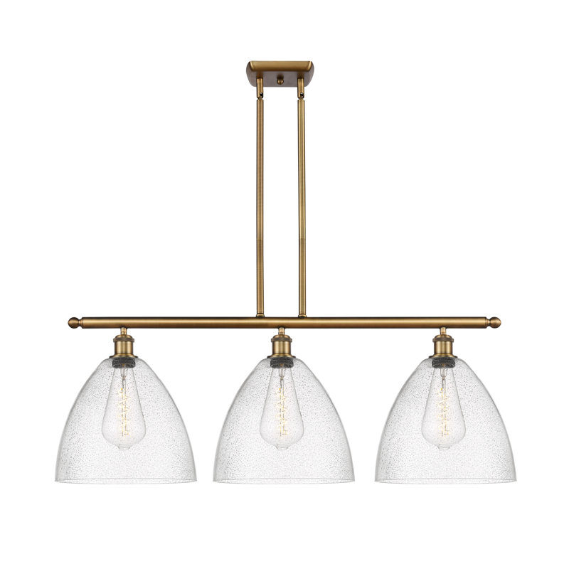 Luminaire suspendu linéaire à 3 lumières pour îlot de cuisine Ambrie, Laiton brossé, Ampoule non incluse
