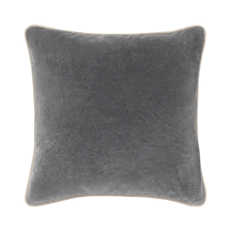 Harriet Pillow Cover & Insert, Dark Gray, Square 22"