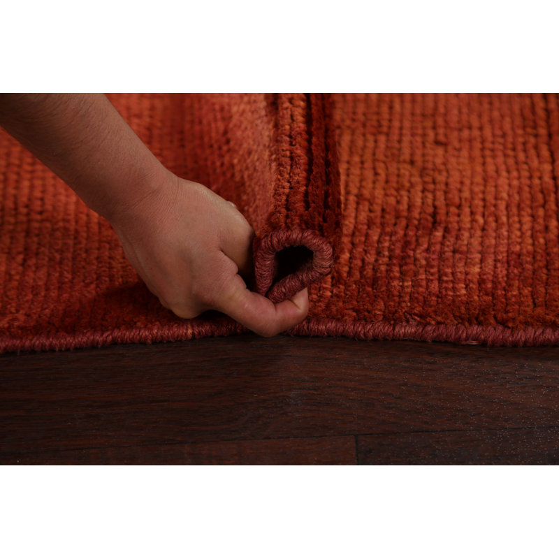 Tapis d'intérieur / extérieur contemporain uni noué à la main 5 x 8 po