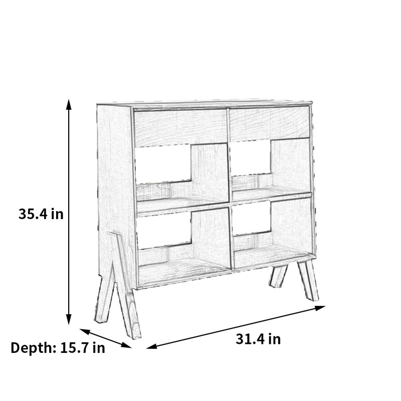 Bibliothèque pratique et fonctionnelle, (2 tablettes) H 35,4 po x l 31,4 po x P 15,7 po, Noir