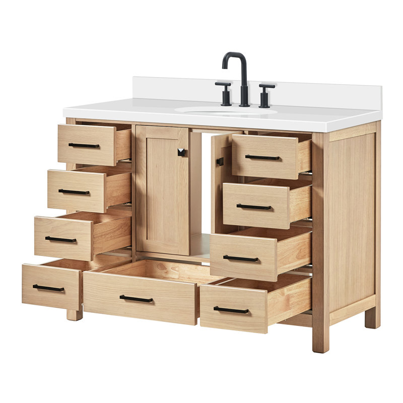 Ensemble de meuble-lavabo simple 43 po Cambridge, Chêne / noir mat, 49"
