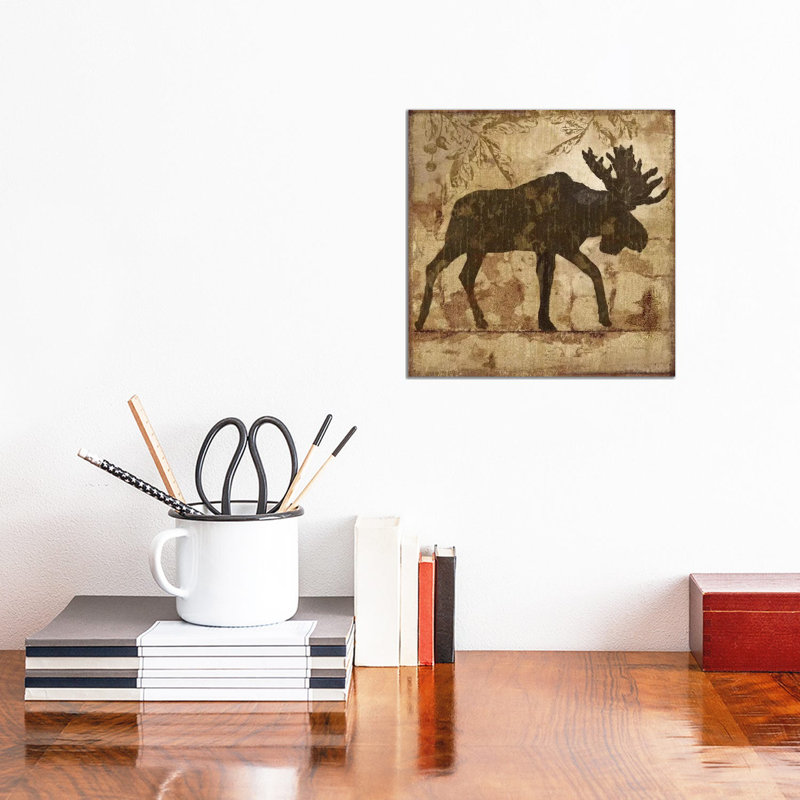 Country Moose 1 Piece Painting on Canvas, 30.48 cm H x 30.48 cm W, Wrapped Canvas
