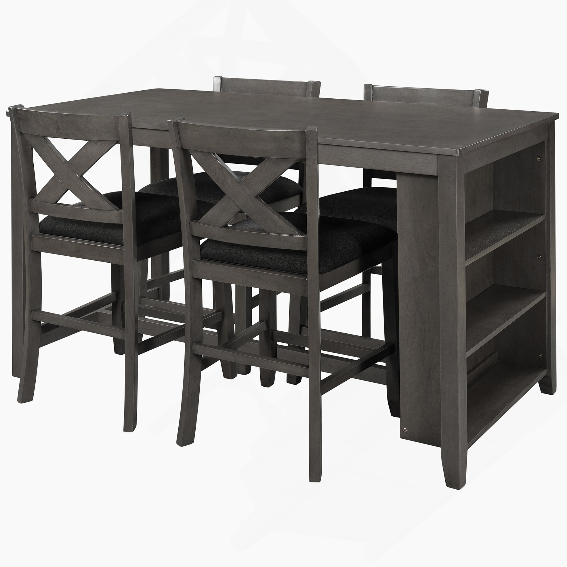 August Grove 5-Piece Counter Height Rustic Farmhouse Wooden Bar Table ...