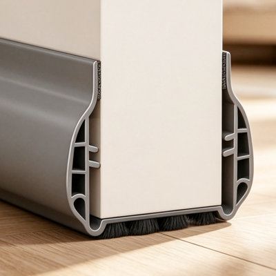 Hairband Door Bottom Sealing Strip, Windproof Soundproof Door Bottom Weather Stripping, Leak Proof Door Gap Blocker, Gray Sealing Strip Blocks Drafts for Door Bottom Seam, 2 Pieces