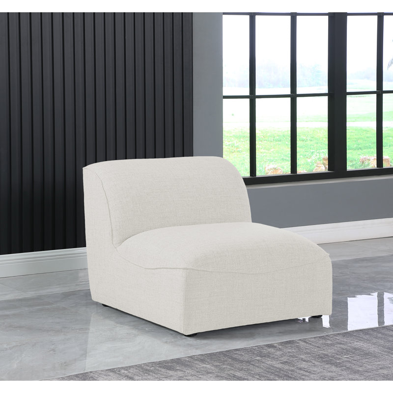 Lin sans accoudoirs gris Hollowayville, Tissu crème texturé en lin