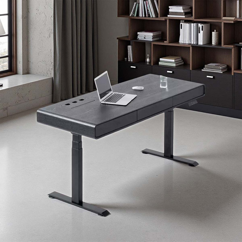Table électrique noire à hauteur réglable, H 28,35 po x l 62,99 po x P 19,69 po