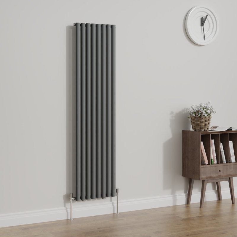 Shoshana Vertical Oval Panel Radiator, Normal Black, 160cm H x 59cm W, 1