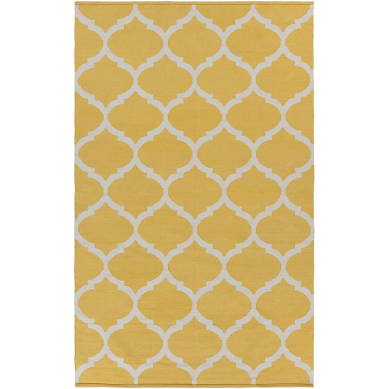 Tapis géométrique en coton tissé à plat à la main Bethy, Rectangle 9 pi x 12 pi