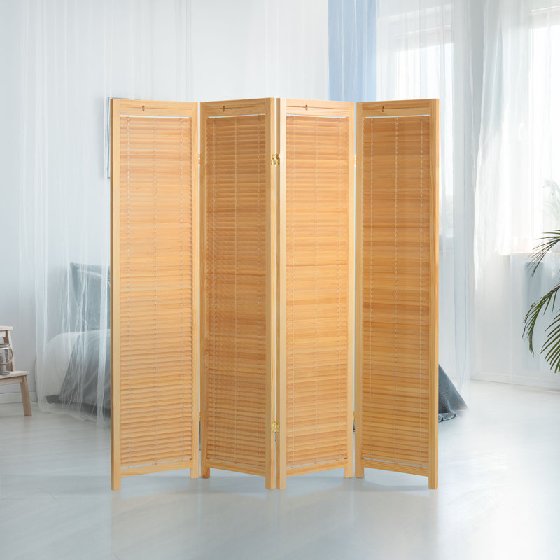 6 Ft. Tall Adjustable Shutter Room Divider White 3 Panel, 4, Natural