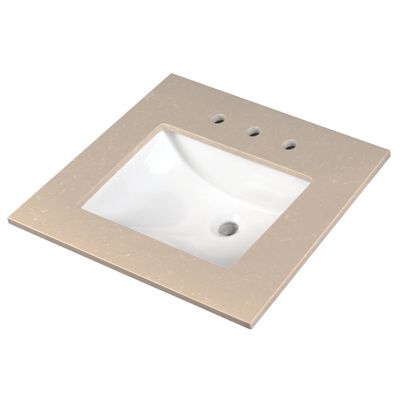 Comptoir de meuble-lavabo en noyer clair de 30 po x P 21 po avec comptoir simple encastré Josano, 30, Lasano Beige