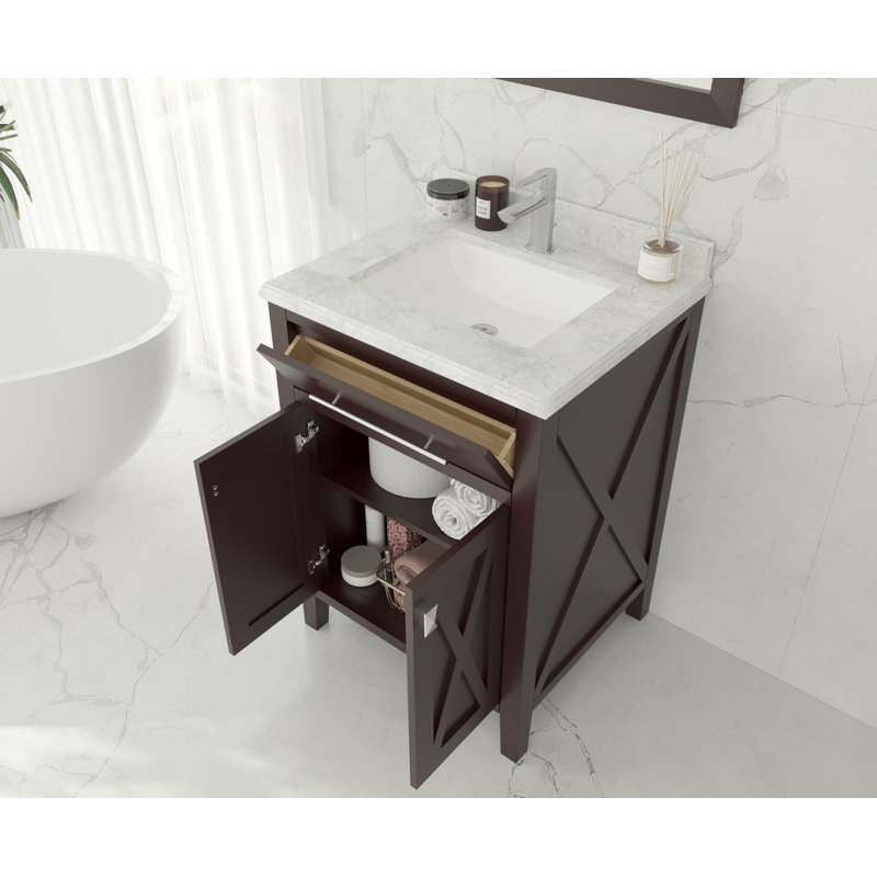 Ensemble de meuble-lavabo simple 24 po Vitiello, Brun, Blanc mat