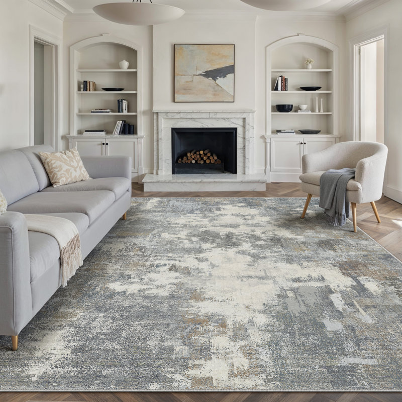 Miro Modern Abstract Machine Washable Area Rug With Non-Slip Backing, Rectangle 9' x 12'