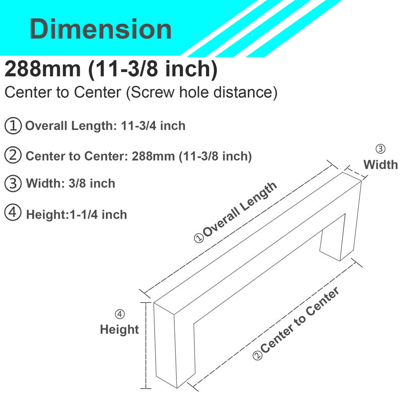 11 3/8" Center to Center Bar Pull, Brushed Nickel