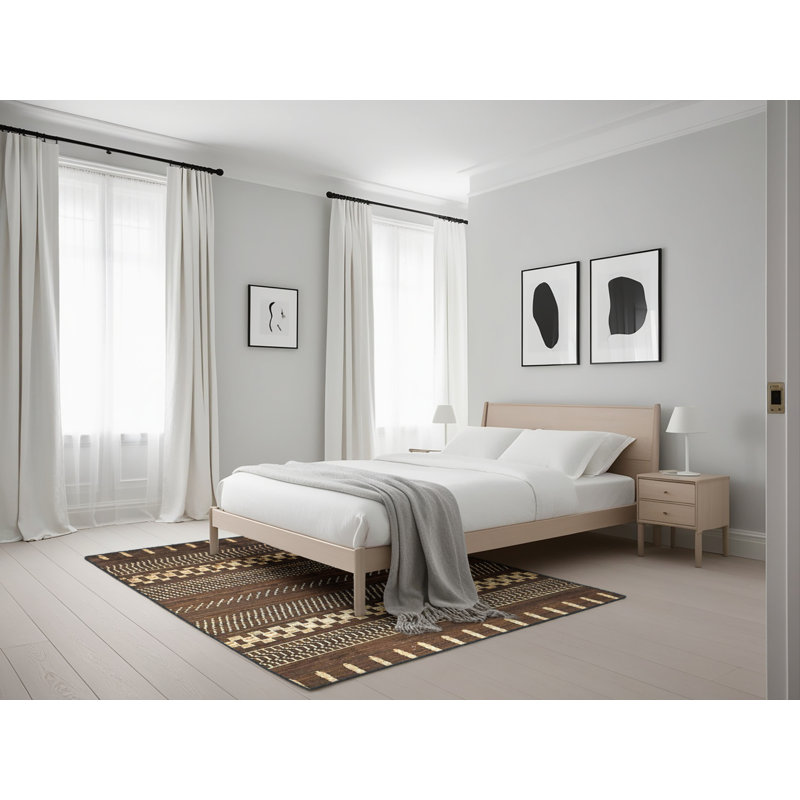 Tapis brun / beige Korsen, Rectangle 5 pi x 7 pi