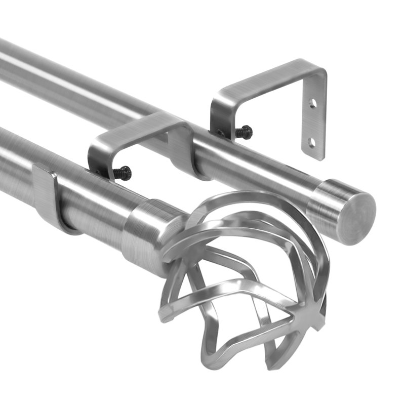 Tringle à rideaux double Cottrill, Acier brossé, H 1 po x l 120 po x P 1 po