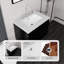 Meuble-lavabo suspendu de 61 cm avec lavabo, tiroir à fermeture amortie, comptoir et dosseret en marbre synthétique blanc de Carrare de 5 cm, contreplaqué