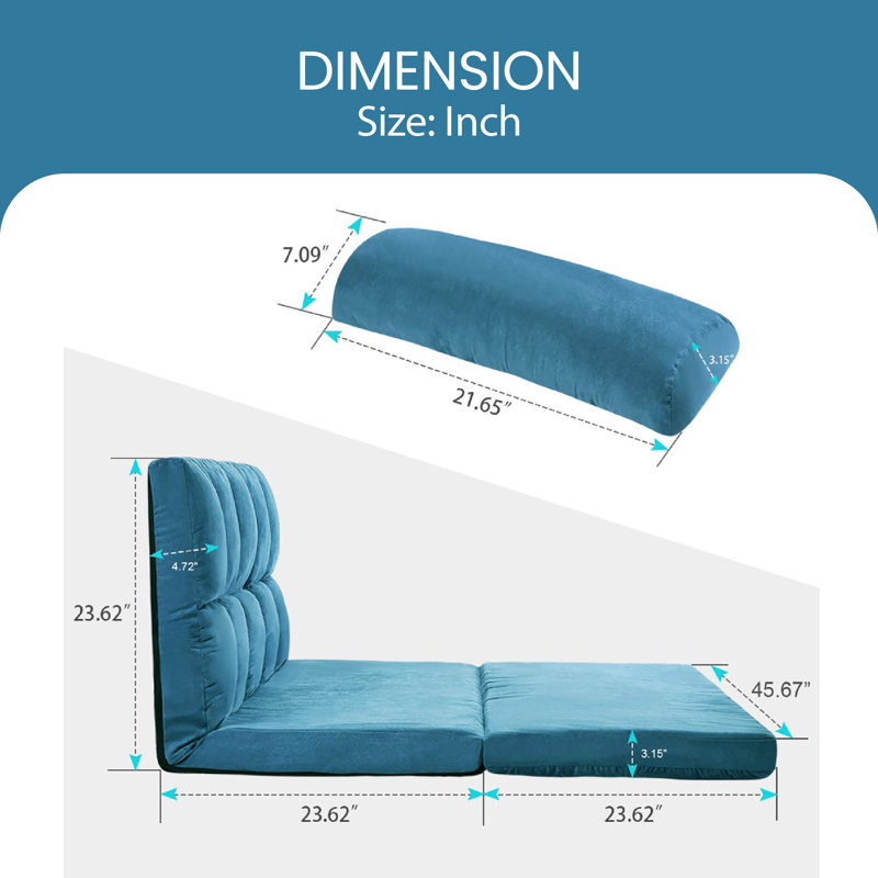 Karmel Upholstered 45.67'' Reclining Sleeper Sofa, Blue 100% Polyester