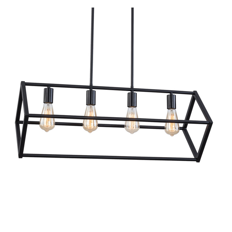 Lustre de ferme 4 lumières à 4 lumières avec tiges réglables et lustre moderne rectangulaire