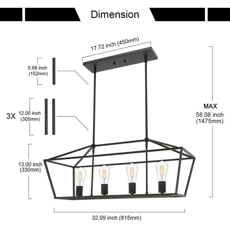 Éclairage linéaire pour îlot 4 lumières