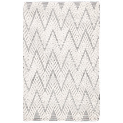 Belfort Natura 279 Flat Weave Wool/Cotton Chevron Rug in Black/Ivory