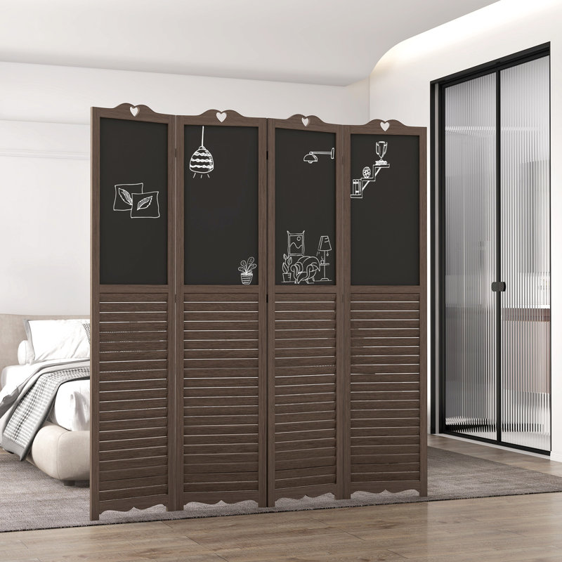 Panneau d'intimité haut 67 po brun noyer, 4 avec tableau noir pour cloison de chambre à coucher, bureau de 5,5 pi