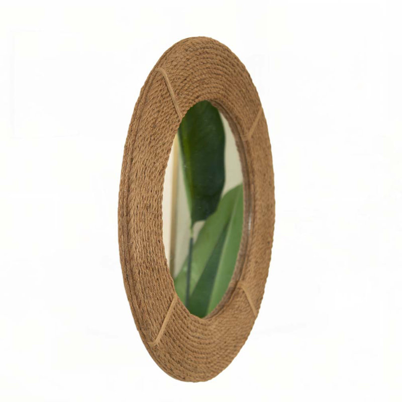 Miroir rond en chanvre tissé à la main