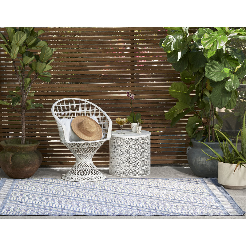Tapis intérieur / extérieur bleu Fecteau, Rectangle 5 pi 3 po x 7 pi