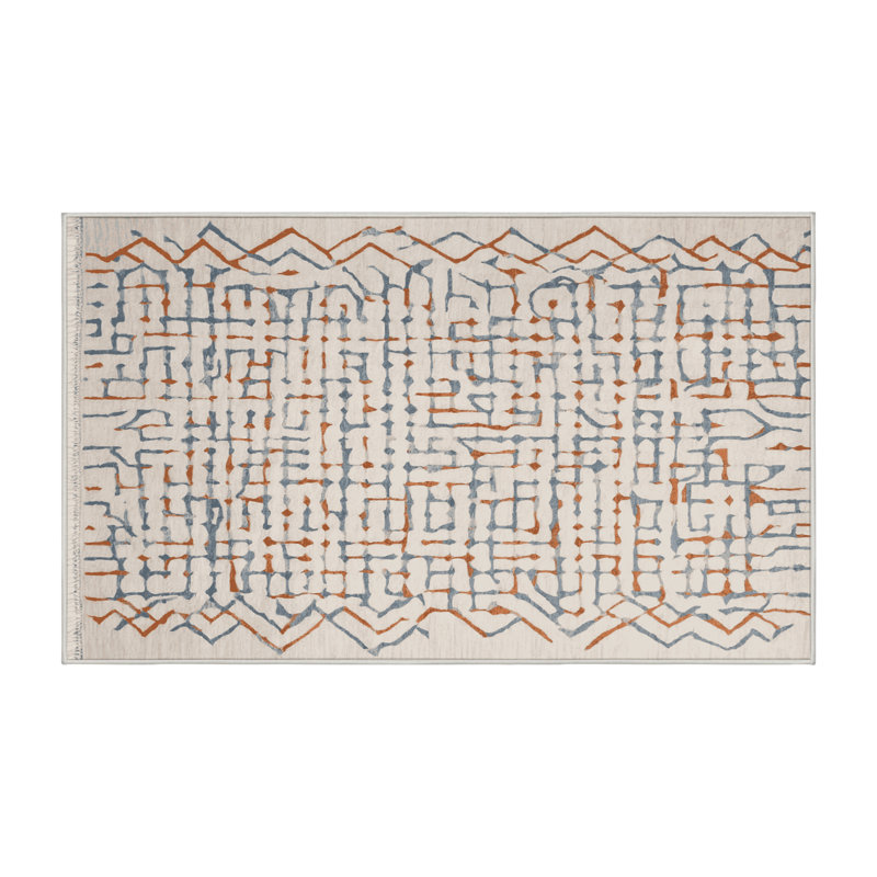 Machine Washable Beige Area Rug, Runner 2' x 4'