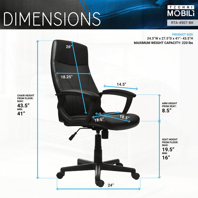 Fauteuil de direction ergonomique à dossier moyen avec support lombaire et fonctions réglables pour une assise confortable